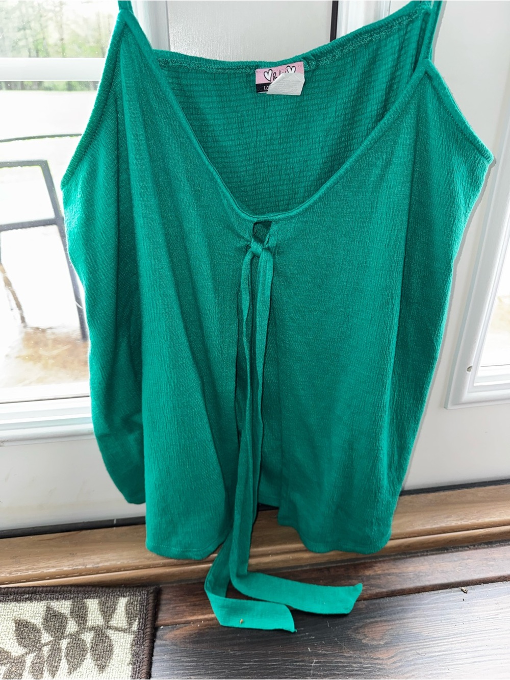 Teal Green Tie-Front Sleeveless Top
